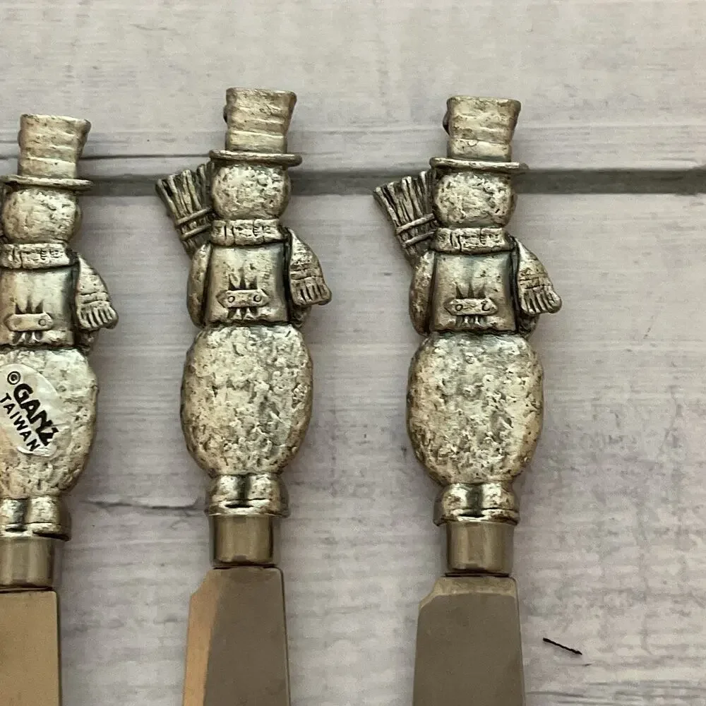 Ganz Snowman Butter Appetizer Cheese‎ Spreader Knife Set Of 4 Christmas Winter
